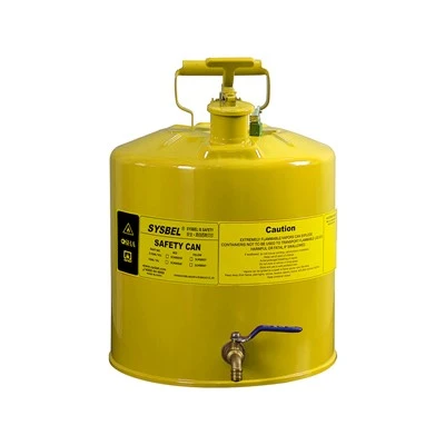 SYSBEL Veiligheidsdoseerblik 5 Gallon (19L) Geel|Type I veiligheidsblik voor brandbare vloeistoffen – SCAN006Y